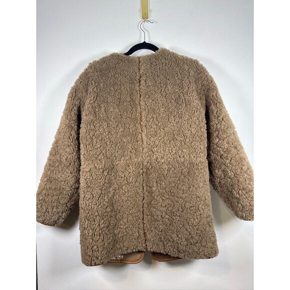 J.CREW Faux Fur Teddy Coat - Tan Polyester Zip Jacket, XS - Picture 7 of 7